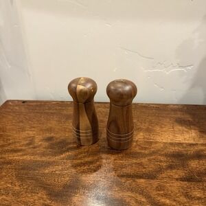 Acacia Turned Wood Salt‎ Shaker & Pepper Shaker Set 2 Piece Handmade